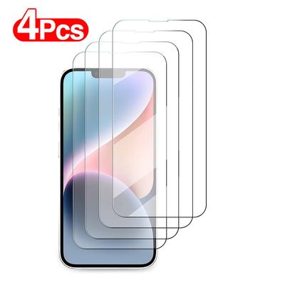 4 Stück 4 Stück für iPhone 15 Pro Max 14 Plus 13 12 Mini 11 X XS MAX XR 7 8 SE 2022 2023 6 6S Plus gehärtetes Glas Vollkleber klarer Displayschutz