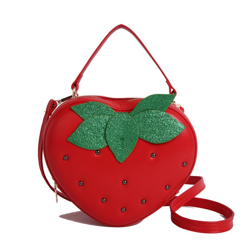 

Bags cute strawberry bag summer 2025 new Mori sweet girl foreign style versatile portable messenger fruit bag красный