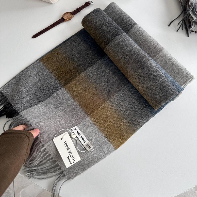 

Красивая цветовая схема~ градиентная клетка 100% шерсть чистая шерсть клетчатый шарф зимний теплый мужской и женский шарфы 180*32cm жёлтый