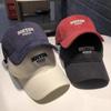 Boston Letter Embroidered Cotton Baseball Cap With Wide Brim For Street Style And Sun Protection