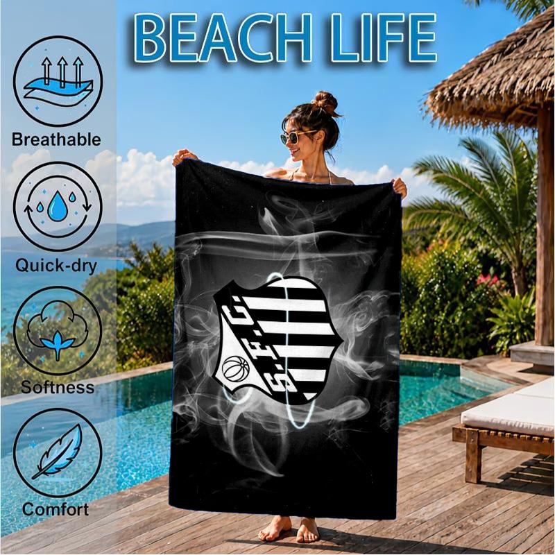 Fc Crest Design Printed Microfiber Beach Towel, Soft And Absorbent, Quick-Dry, Ideal for Summer Travel, Beach Essential, Swimming Pool