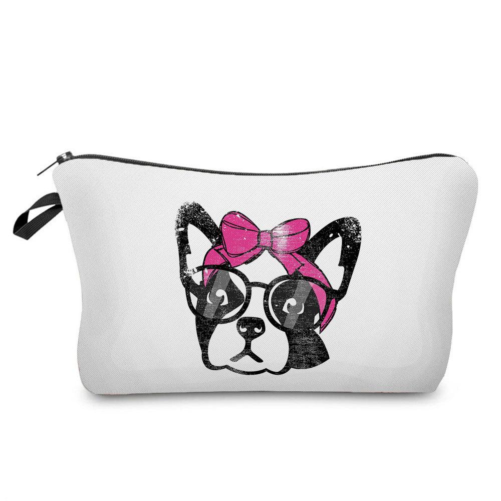 Women Dog Print Cosmetic Bag Toiletries Organize Travel Storage Case  6402