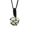 Natural Crystal Tiger Stone Agate Heart-Shaped Love Hand-Woven Mesh Pocket Pendant Necklace N704