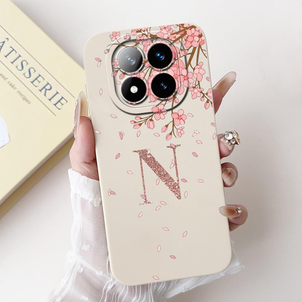 For Redmi Note 14 Pro Plus 5G Case Fashion A-Z Letters Luxury Flowers Shockproof Silicone Cover For Redmi Note 14 Pro+ 5G Funda