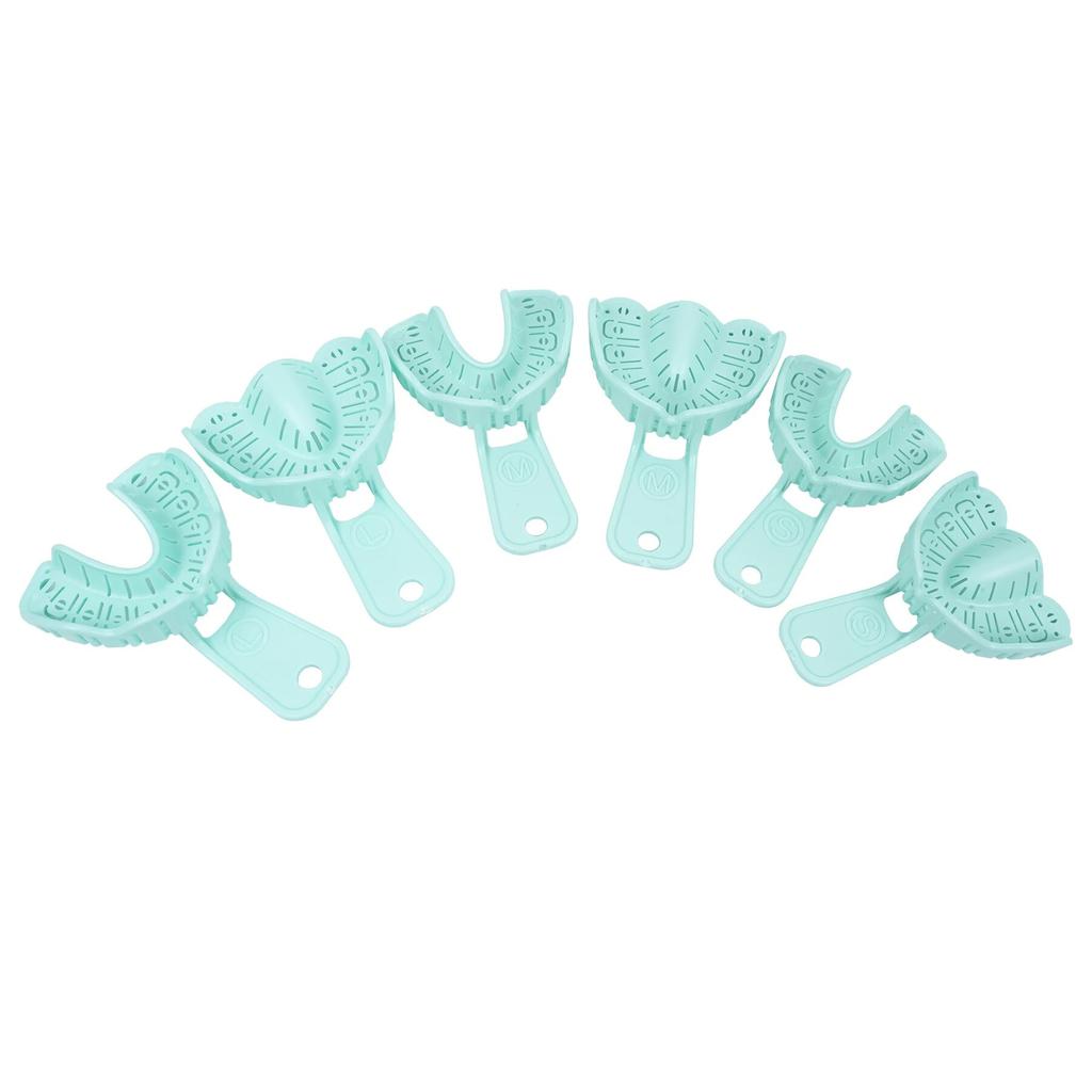 6pcs Dental Implant Tray Green Full Mouth Removable Partial Mold Tray Easy To Fold Baffle Plastic Dentist Tool Material S/M/L