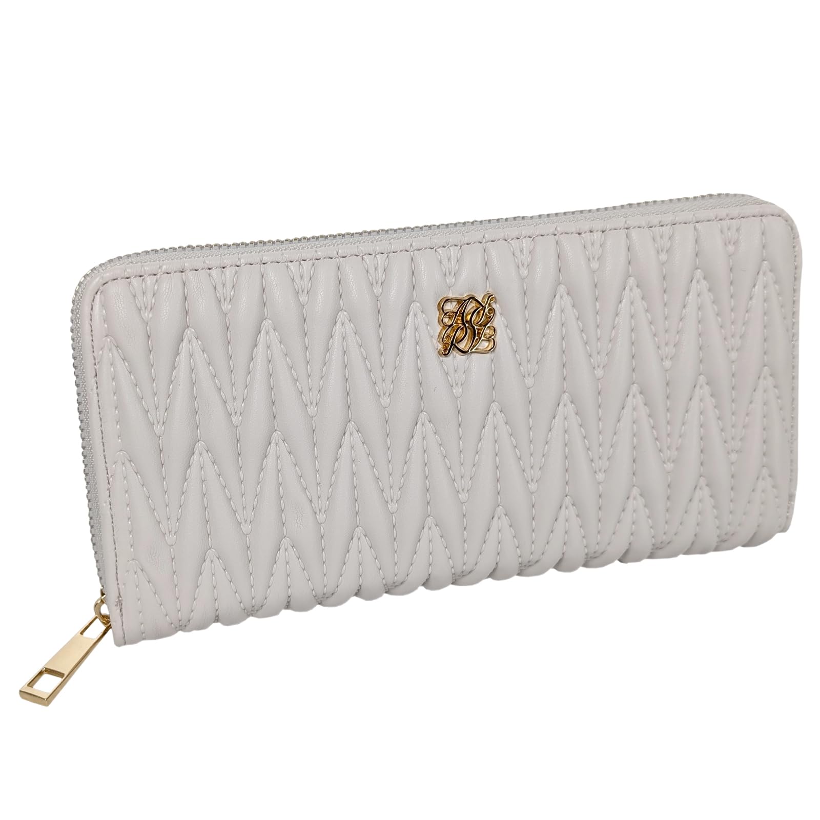 

Crossmarberry Long Easy to Large Round Zipper Ivory Women s Wallet, Cute, Use, Capacity, closure, Stylish, High-Quality Look, Quilted, Simple, Casual, слонова кістка
