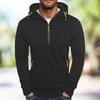 Men's Hooded Sweatshirt Casual Pullover Solid Color Half Zipper Simple Hooded Hoodie Man
