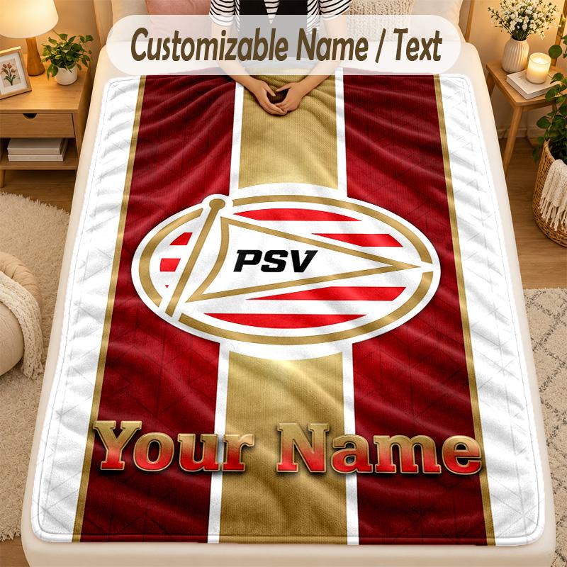 Flannel BlanketPSV Eindhoven FC Custom Name Text Personalized Soft Warm Throw Blanket Home Decor Gift