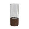 Elegant Transparent Flower Vase Wooden Base Hydroponic Flower Pot Glass Vase  Home