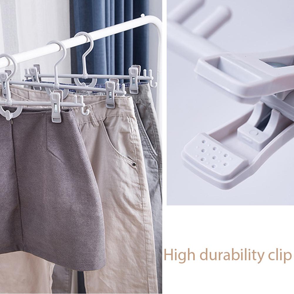 5pcs Plastic Rotary Trouser Stand Pants Racks Attachable Windproof Skirt Clip Wet And Dry For Balcony Wardrobe Space Saving