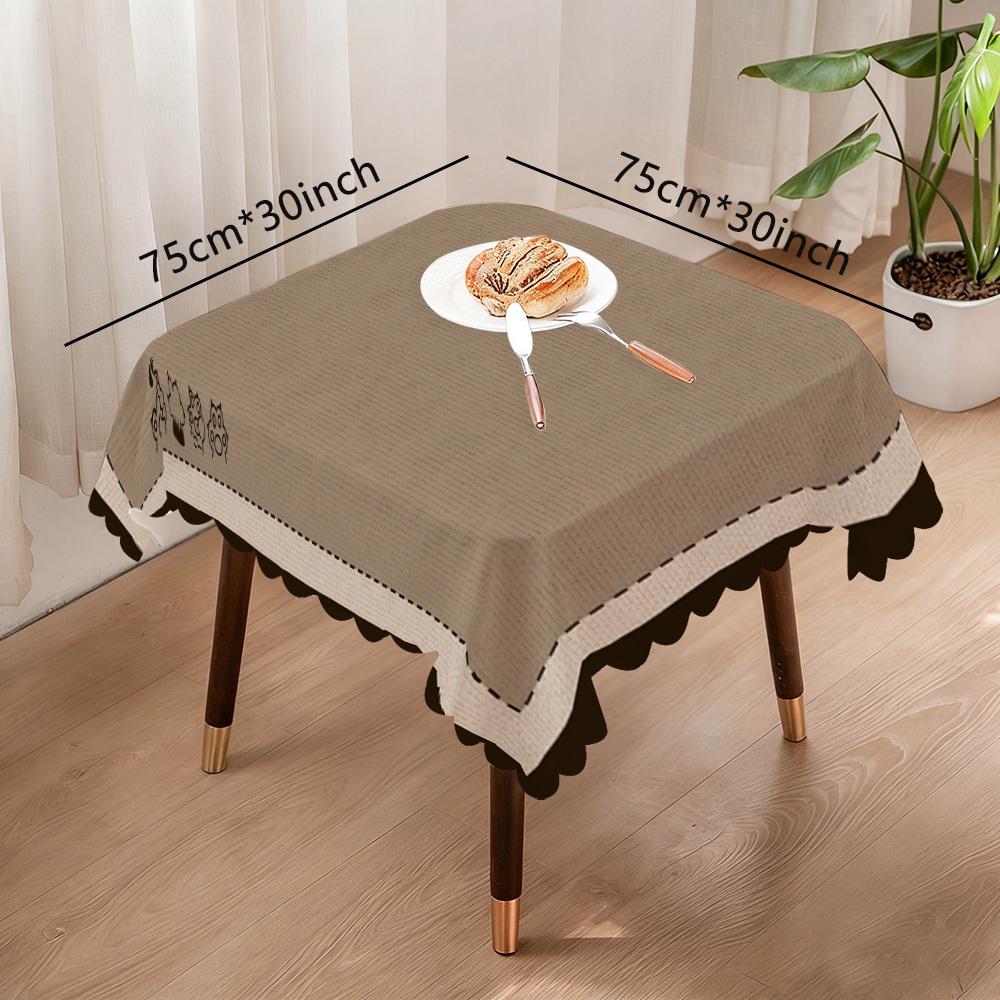 Brown vintage cat paw tablecloth, durable polyester tablecloth, light brown design
