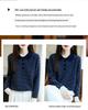 Women's Striped Color Block Polo Neck Knit Sweater - Long Sleeve, Autumn/Winter Top