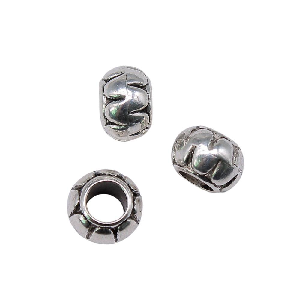 Vintage Floral Pattern Cylinder Beads Antique Style Large Hole Spacers For DIY