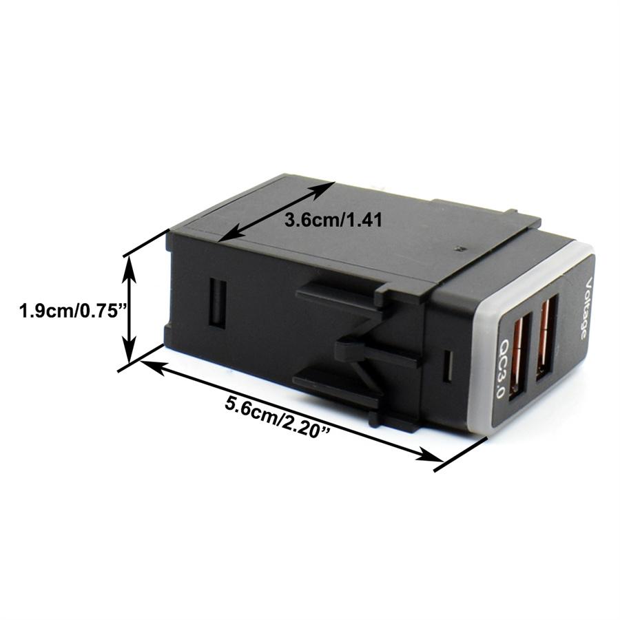 DC 12-24V Black QC3.0 Quick-Charger Dual USB Phone Adapter Port For Nissan Cars