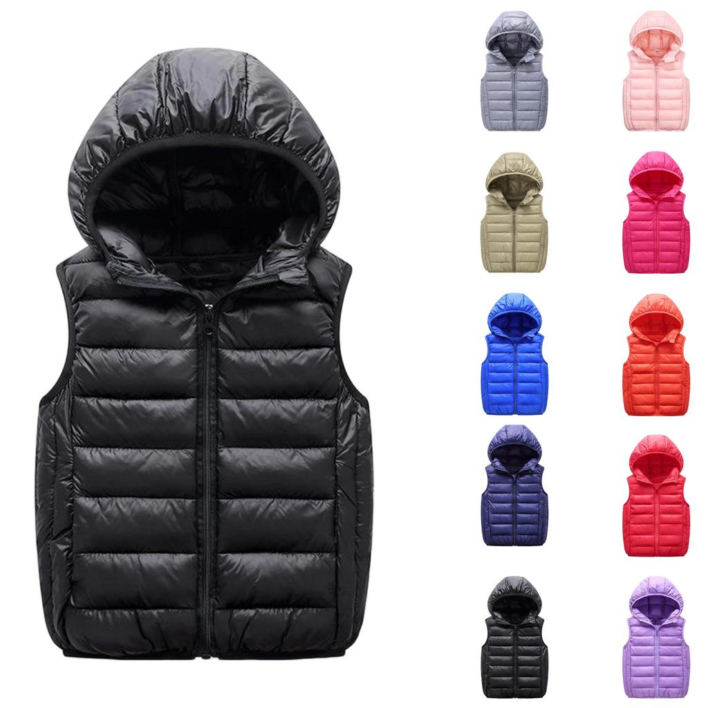 Kids Casual Hooded Lightweight Padded Vest for Boys Girls Everyday Wear