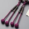 Buddhist Altar Shop Takita Shoten Shingon Buddhist Prayer Beads for Women, Striped Ebony (Matte Polished), 8 inches, with Silk Flower Brahma Tassel an