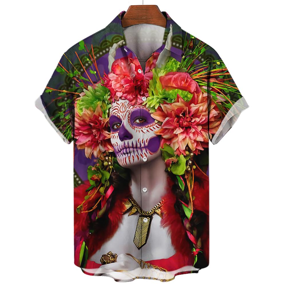 Camisas con Estampado de Anime Japonés Verano 2023 Nueva Camisa para Hombre Impresión 3D Estampado de Terror Ropa Hawaiana Diseño Personalizado Top para Hombre