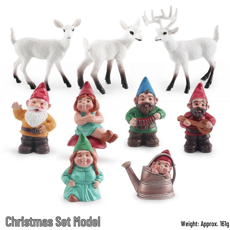 Simulated Christmas Reindeer and White-Tailed Deer Ornament Set