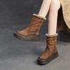Fashion GKTINOO Genuine Leather Snow Boots Platform Plush Warm Winter Mid-Calf Boots Women Booties Thick Soled Shoes