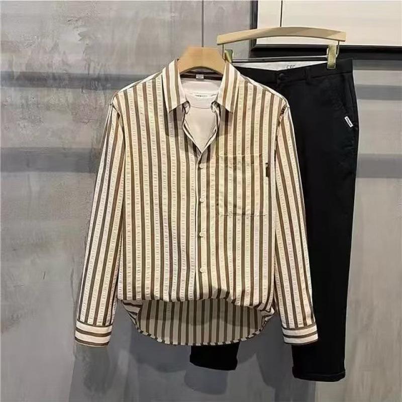 Veste de travail décontractée style Hong Kong pour homme - Manches longues, coupe ample, pour le printemps et l'automne
