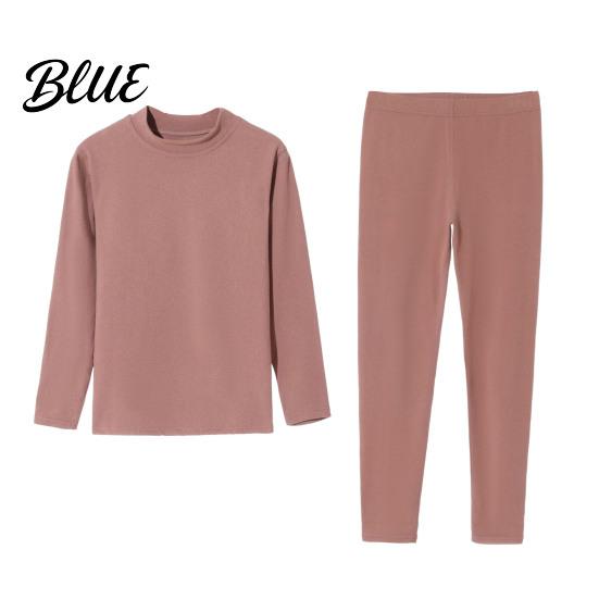 Velvet Sleepwear Set Seamless Double-sided Thermal Underwear Winter Unisex 2 Pcs/Set Round Neck Homewear Thick