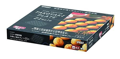 Pearl Metal Takoyaki Plate, 21 Holes, Cast Iron, Gas Stove Only, Sprout, HB-6218