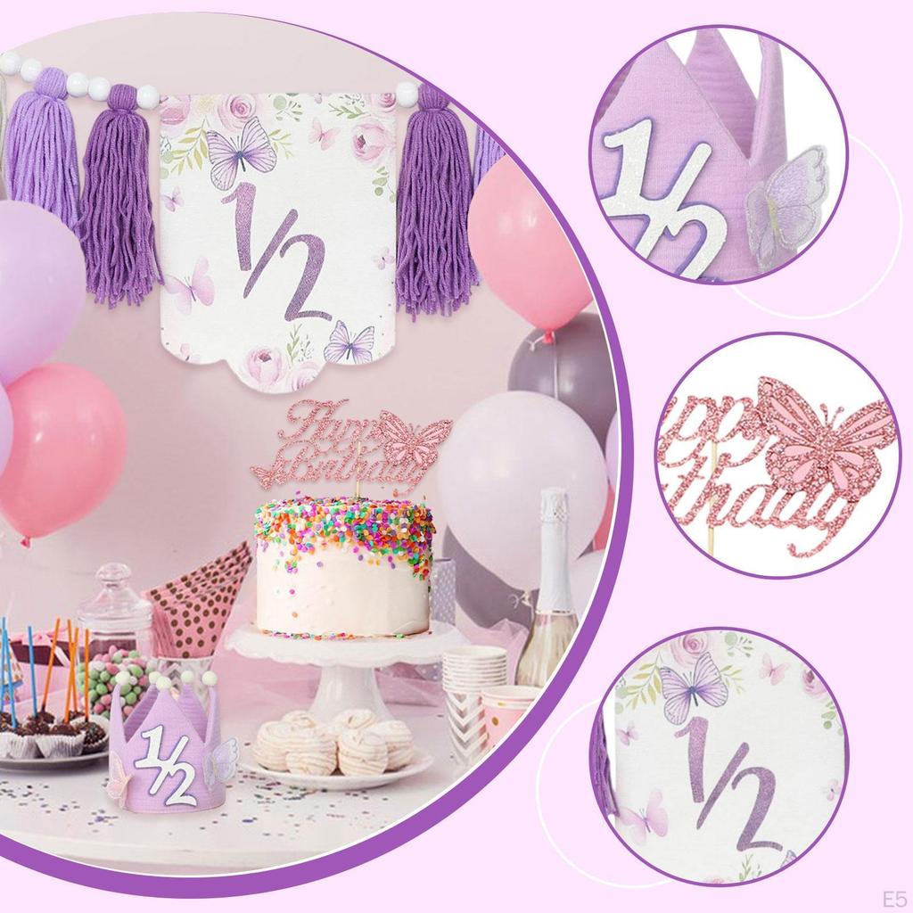 1/2 Birthday High Chair Banner Party Decor Creative Yarn Tassel Garland for Gift Kids