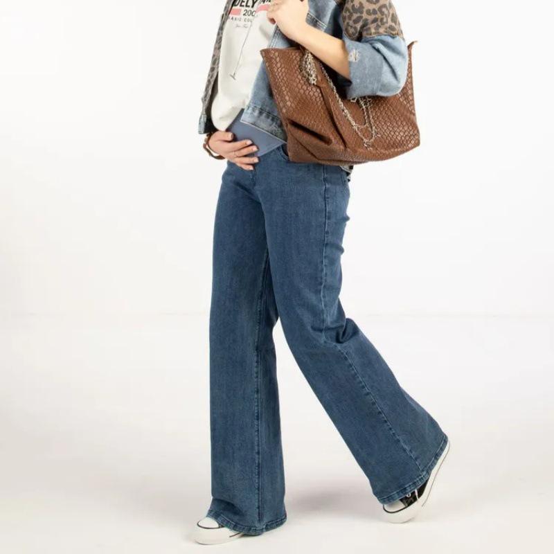 Stretch Straight-Leg Maternity Jeans - Wide-Leg, High-Quality for Spring, Autumn, Winter