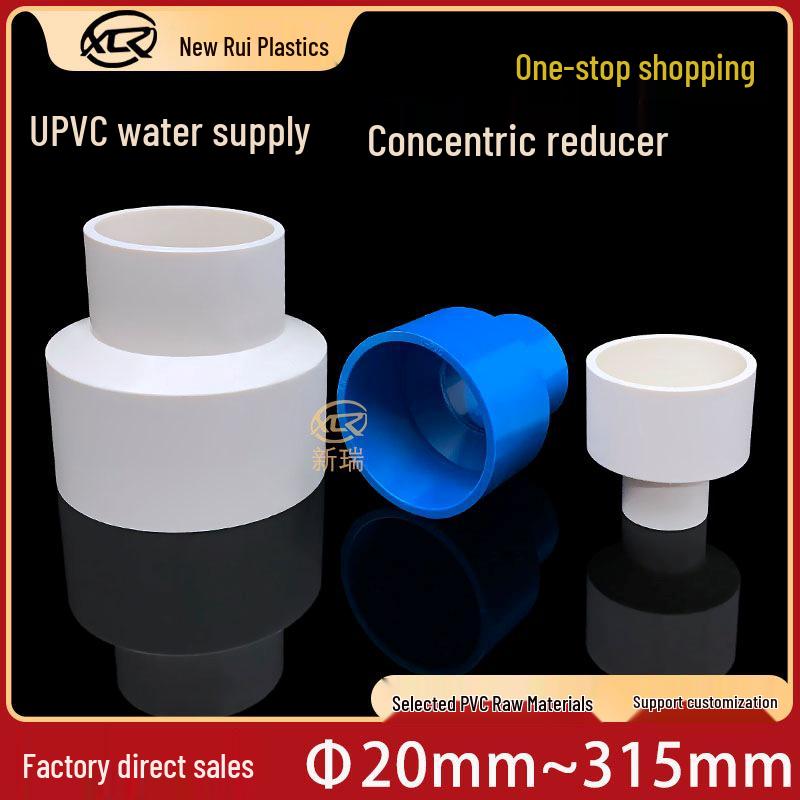 PVC Reducer Water Pipe Connector Fittings - Sizes: 20, 25, 32, 40, 50, 63, 75; Colors: Gray, White, Blue