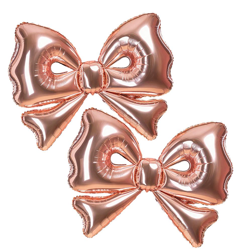 2-Pack of 40inch Rose Gold Bow Balloons, Large Rose Gold Bow Foil Balloons, Elegant Rose Gold Giant Bow Balloons; Suitable for Birthday Parties,