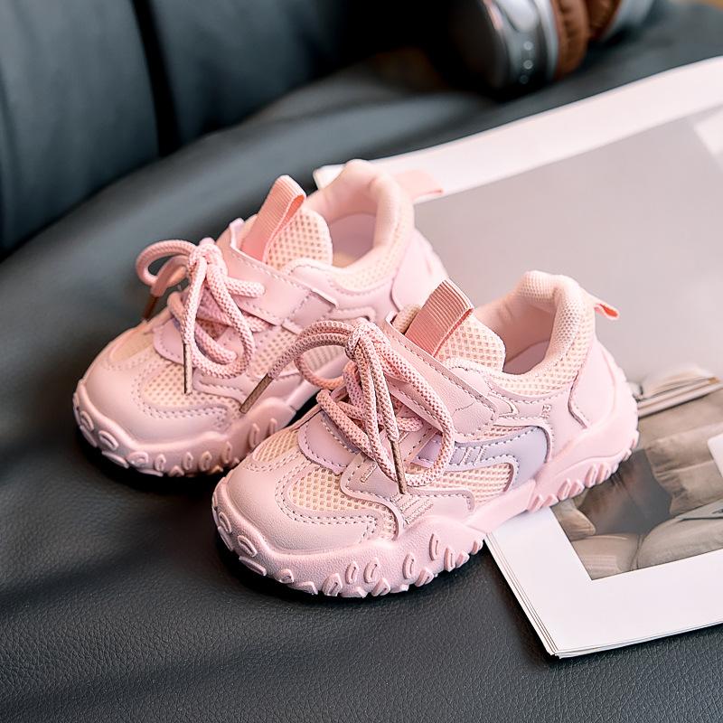 2025 autumn new mesh breathable children's sports shoes boys and girls baby sports shoes breathable dad shoes tide