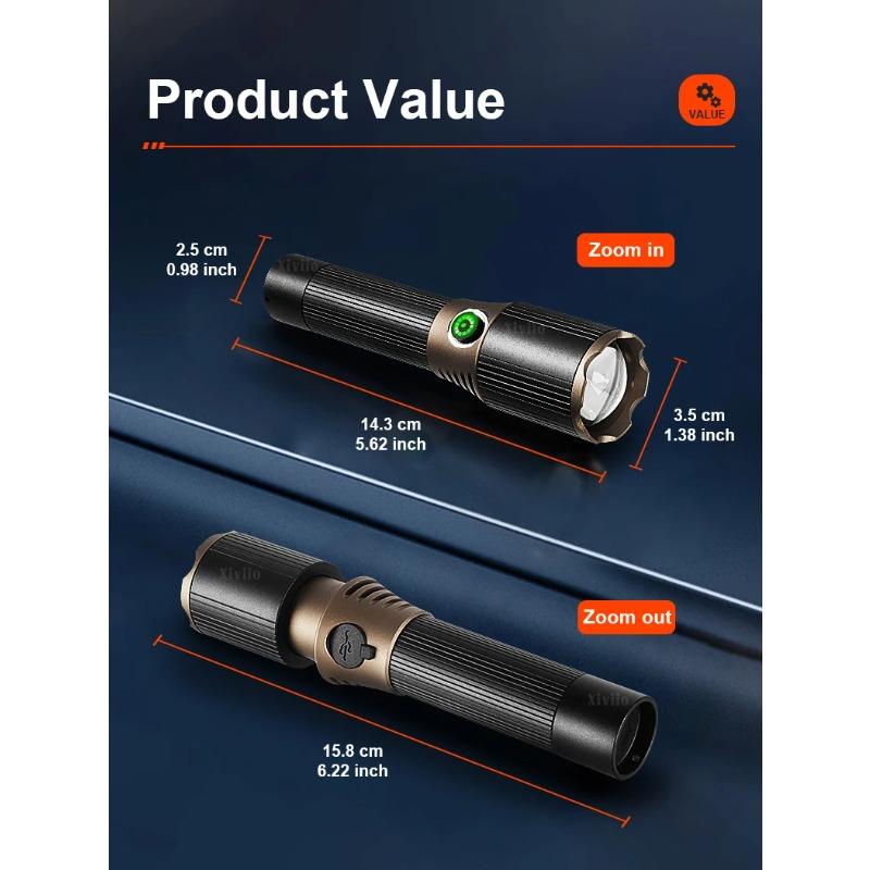 High Power Handheld Led Flashlights Portable Outdoor Camping 3 Lighting Modes Aluminum Alloy Zoomable Light Waterproof Torch