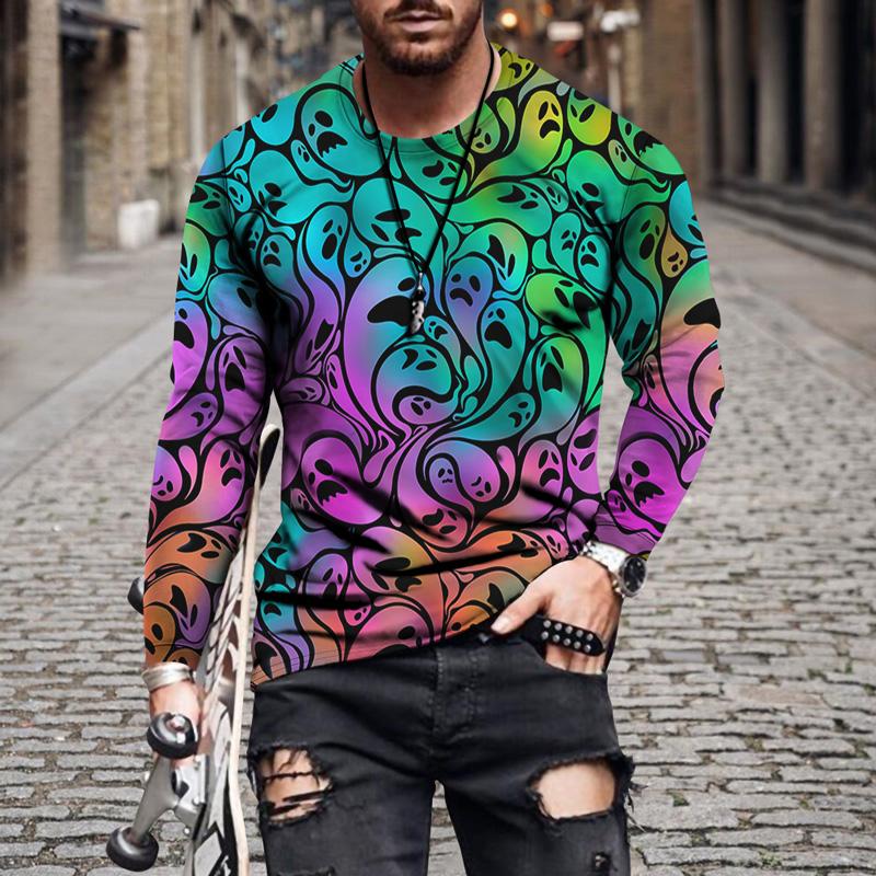 Moda Hombre Cuello en O Camiseta de manga larga Divertido Colorido  Geométrico Casual para Hombres comprar a buen precio — entrega gratuita,  reseñas reales con fotos — Joom