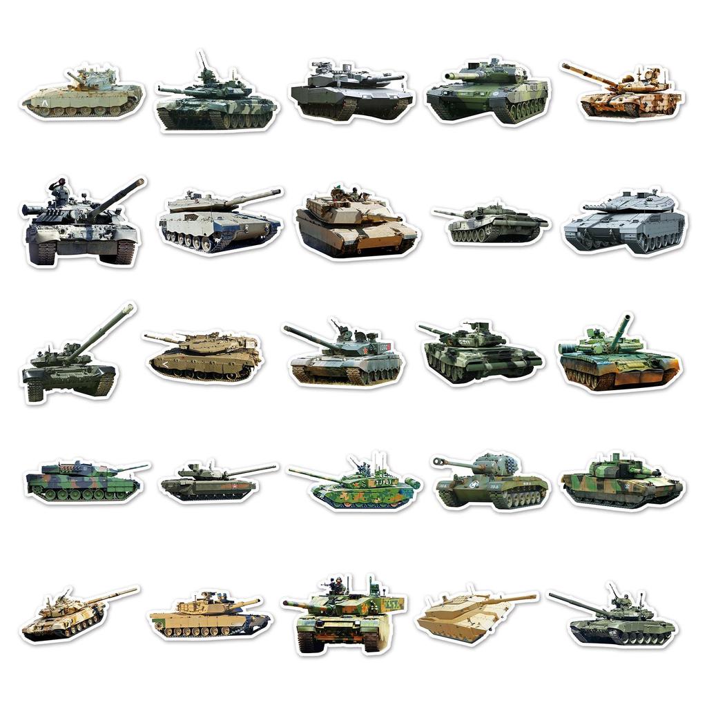 50 Military Tank Graffiti Stickers: Cool, Waterproof Decals for Luggage & Phone Cases