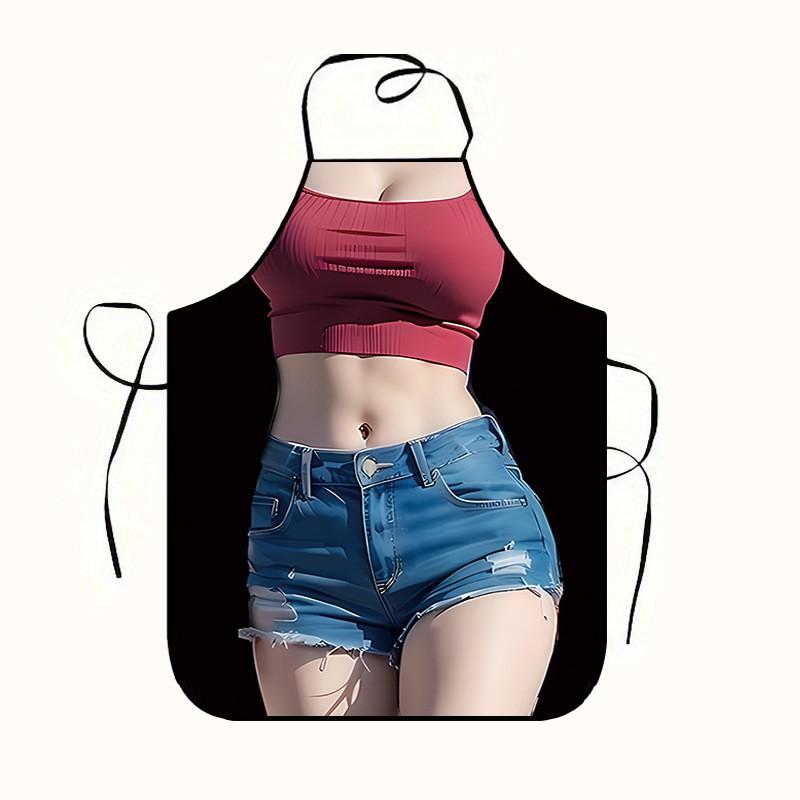 High-level Appearance Quality Barbecue Creative, Funny And Amusing 3D Printed Water- Beauty Girl Apron.