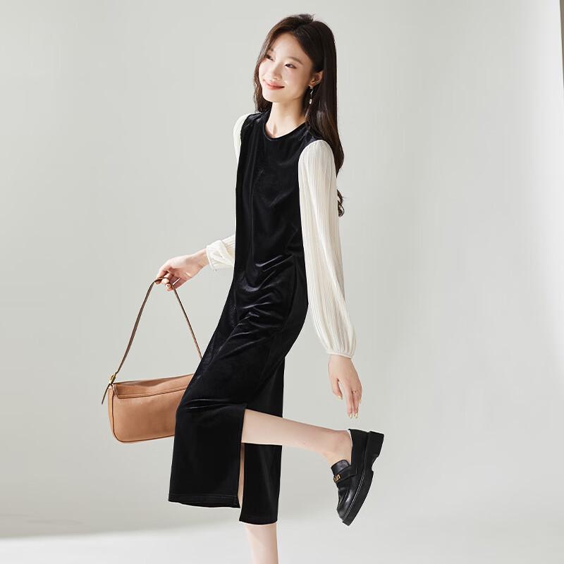 SOFSIL Women s Elegant Velvet Long Sleeve Dress L