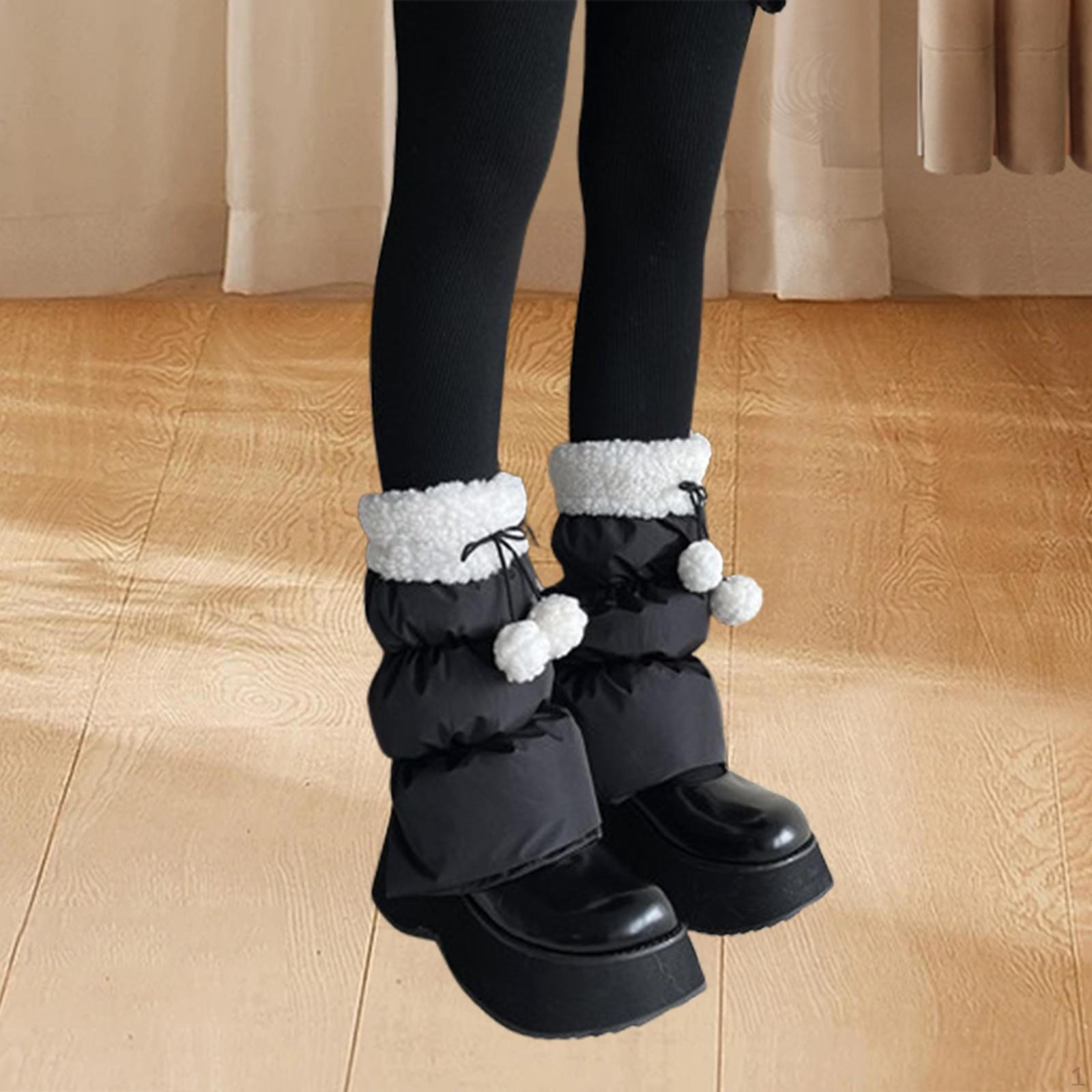 

Зимние стеганые гетры для женщин, длинные носки для скалолазания Black White