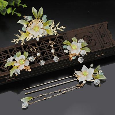 Ensemble d'accessoires pour cheveux de style chinois vintage pour femmes Épingles à cheveux élégantes à pampilles Convallaria majalis Pinces à cheveux Peigne à cheveux exquis