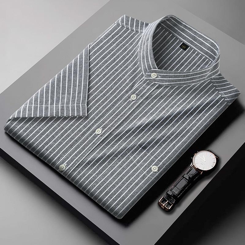 Plus Size 10XL Men's Spring and Autumn Short Sleeved Shirt, Men's Casual Loose Elastic Shirt