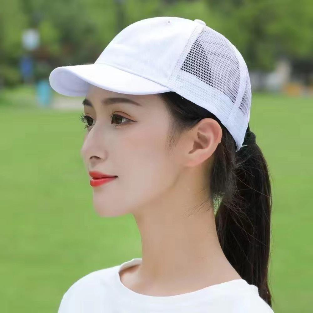 Trendy Short Brim Baseball Cap Breathable Sunscreen Hat Casual Mesh Peaked Cap  Unisex