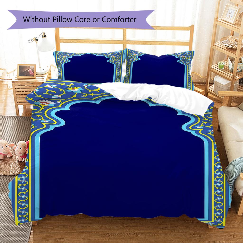 Muslim Pattern Bedding,Quilt Set Quilt Cover Pillowcase Home Birthday Gift (1 * duvet cover + 2 * pillowcase, without core)