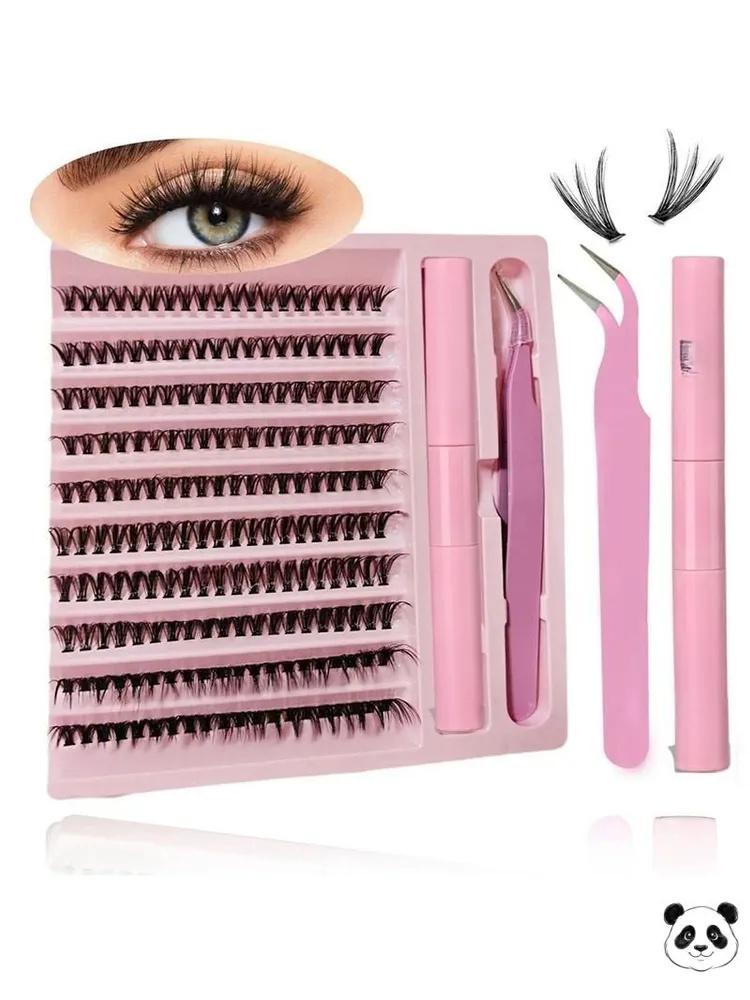 

Individual Eyelash Extensions Kit with Tweezers and Adhesive Portable Set for Eyelash Application Professional Eyelash Tool Kit One Size розовый