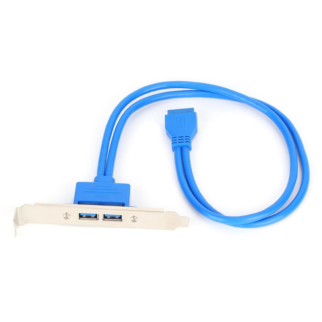 Double USB Baffle Cable Motherboard 19 Pin to Dual Port A Female Extension Rear Panel BracketBlue