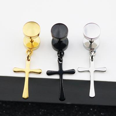 1 Ζεύγος Ανδρικά Κρεμαστά Σκουλαρίκια Μονόχρωμα Λεία Επιφάνεια Επιμεταλλωμένα Σχήμα Σταυρού