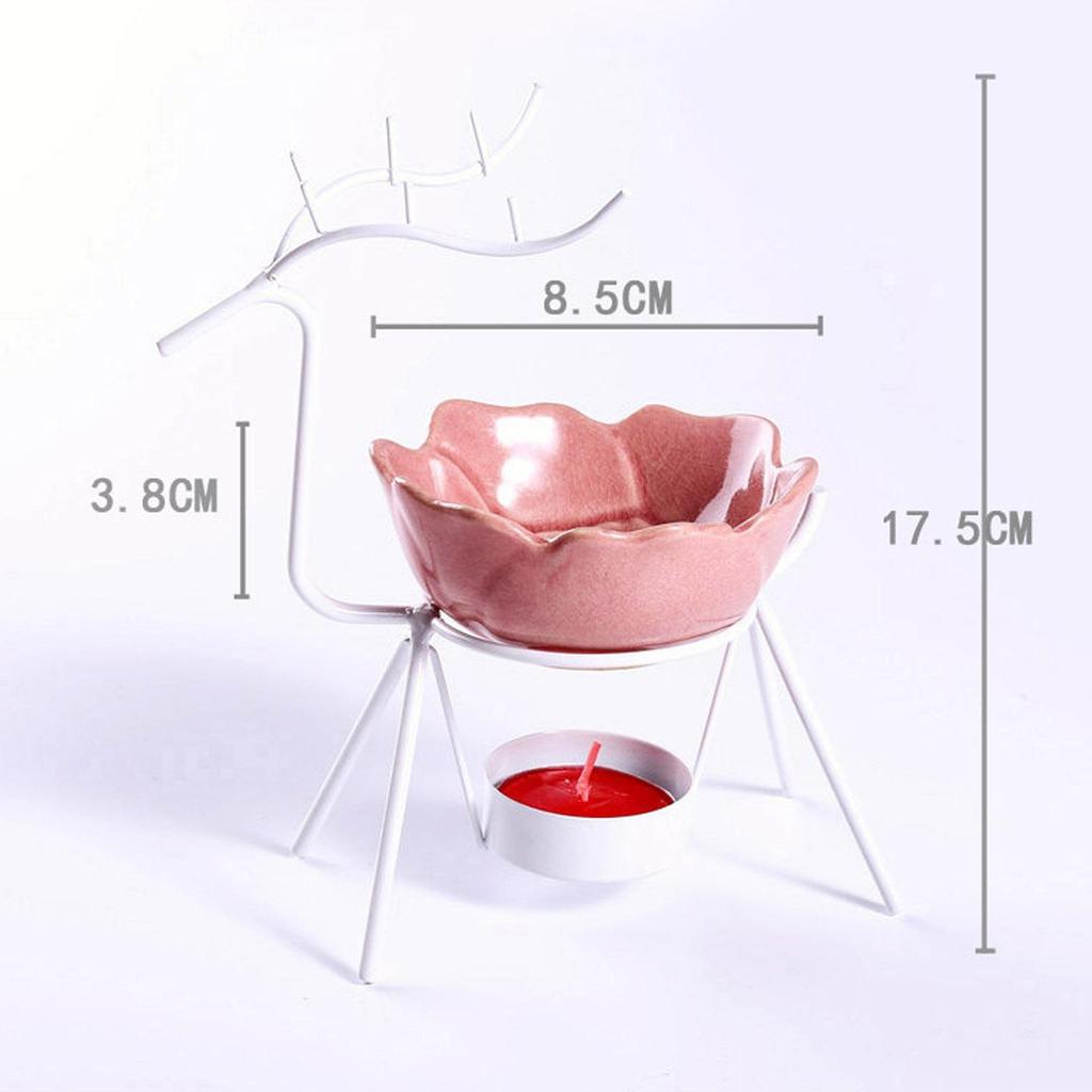 Little Deer Iron Art Oil Burner Wax Melting Ceramic Candlestick Sesame Oil Heater Spa Yoga Room Meditation Home Decoration