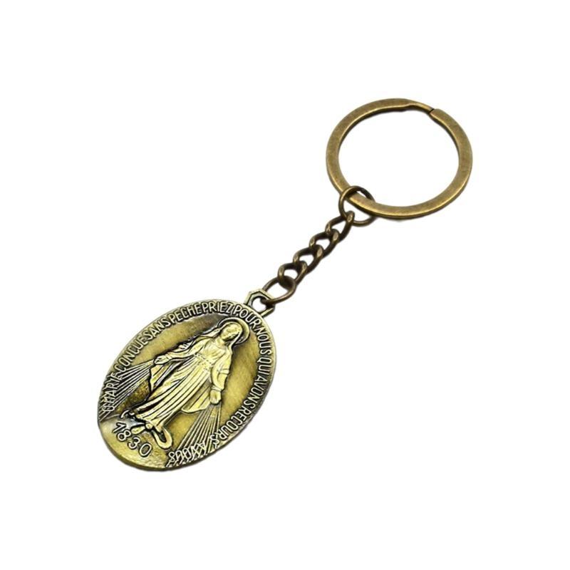 VirginMary Pendant Keyring Catholic Alloy Keychains Car Rings