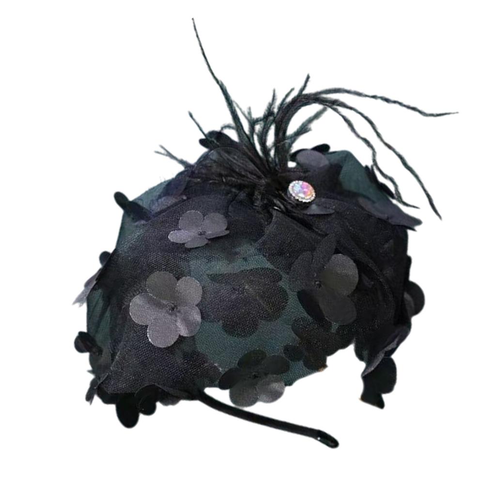 Fascynator Opaska Kapelusz dla Kobiet z Piórem Kwiatem Dodatek do Włosów Ozdoba do Włosów Nakrycie Głowy na Imprezę