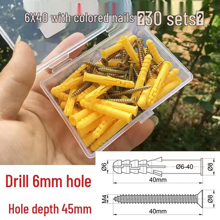 Home Use Mixed Pack: Yellow Plastic Expansion Tubes, Zinc Nails, Stainless Steel Screws