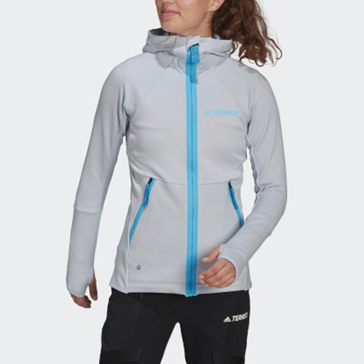 Adidas Terrex W Tx Flooce Hdj Reversible Outdoor Sports Hooded Jacket Women Jackets Light-Blue H51461