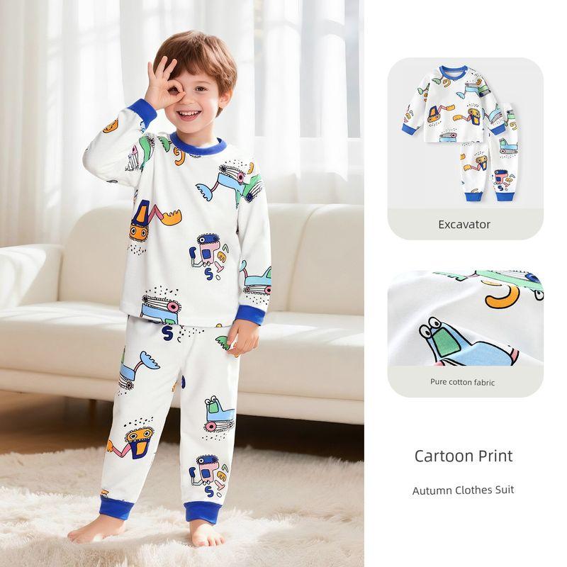 Set, Separate Pajamas for Girls and Boys, Children's Home Wear, Cotton Long Johns, Pure Cotton, Class A, Full Cotton, Long-Sleeved for Infants